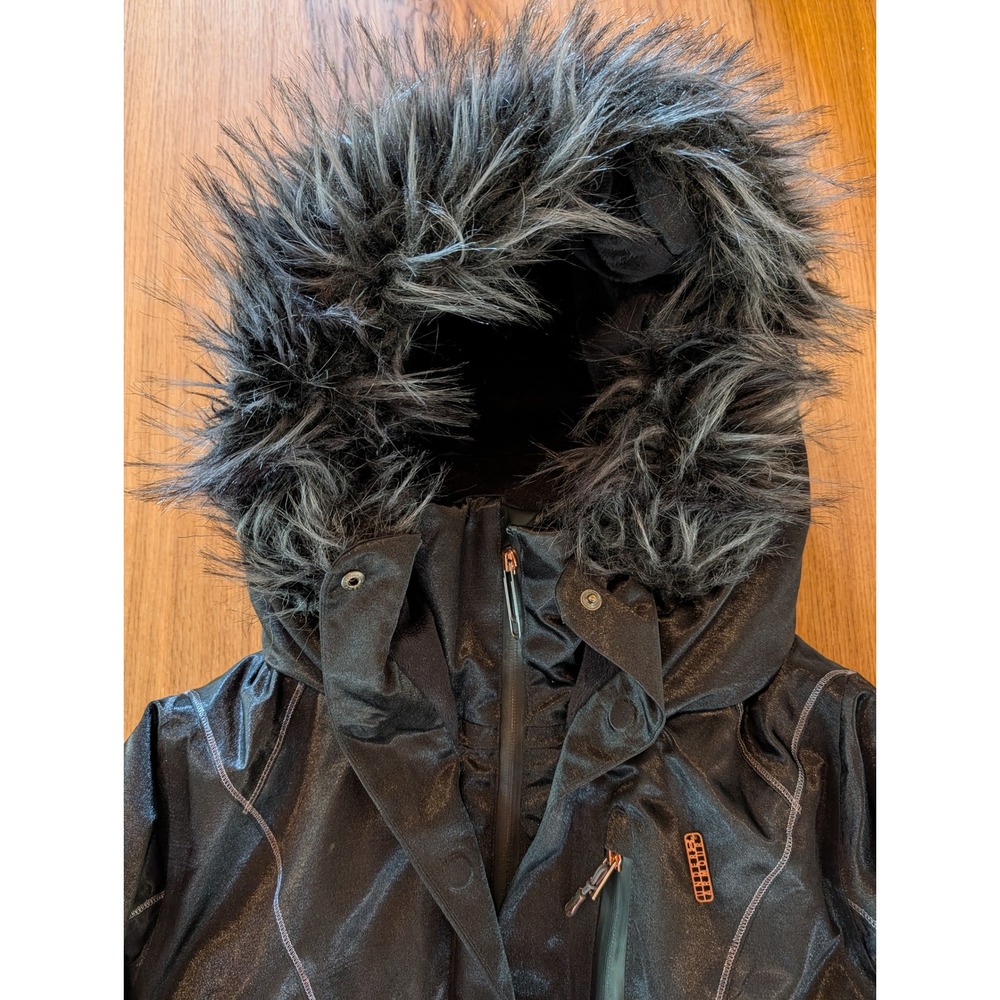 Under Armour Lindsey Vonn Ski Jacket Faux Fur Hood Fitted Womens Medium - Picture 11 of 14
